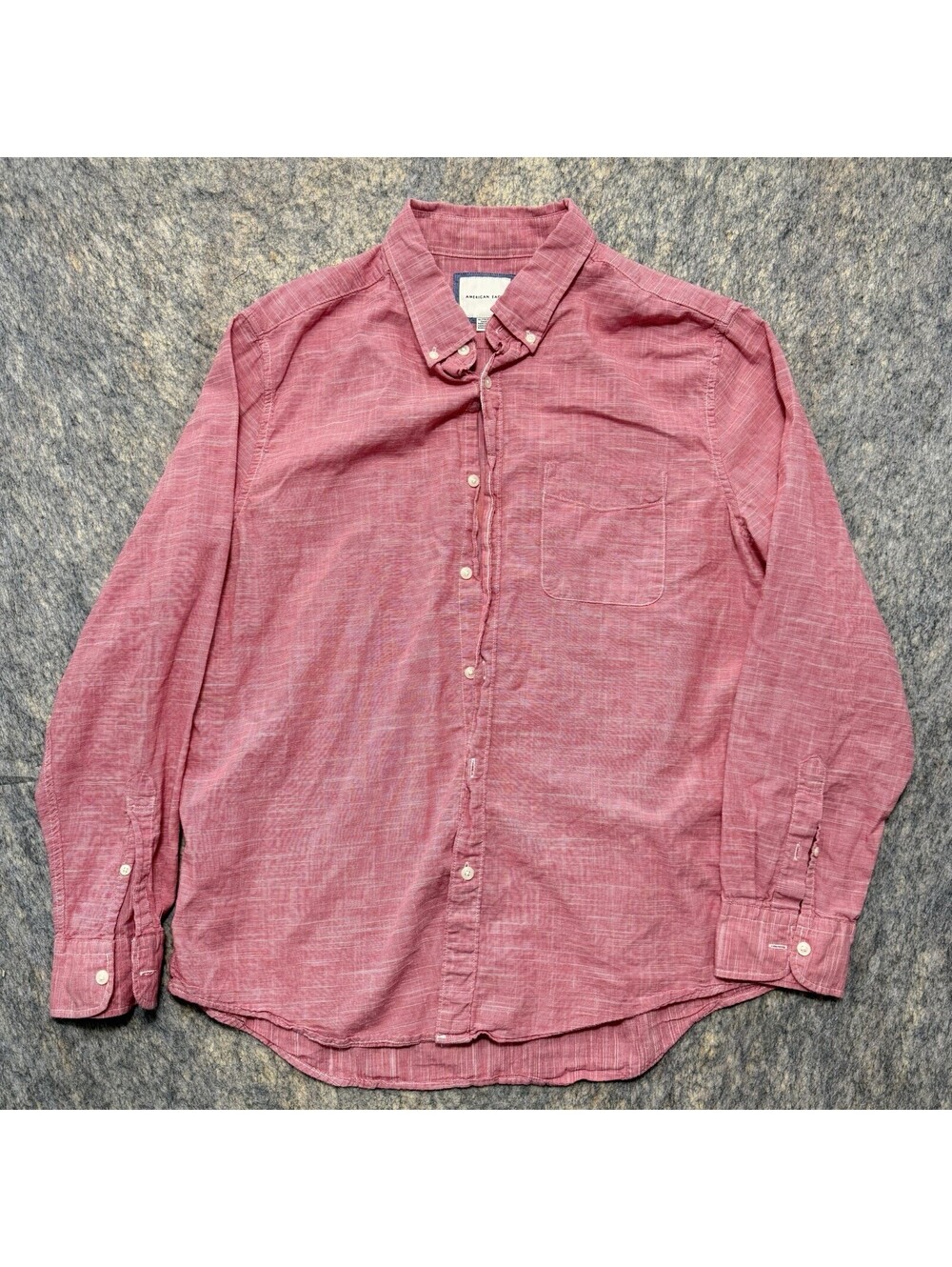 American Eagle Mens XL Red Striped Button Down Shirt Long Sleeve 100% Cotton